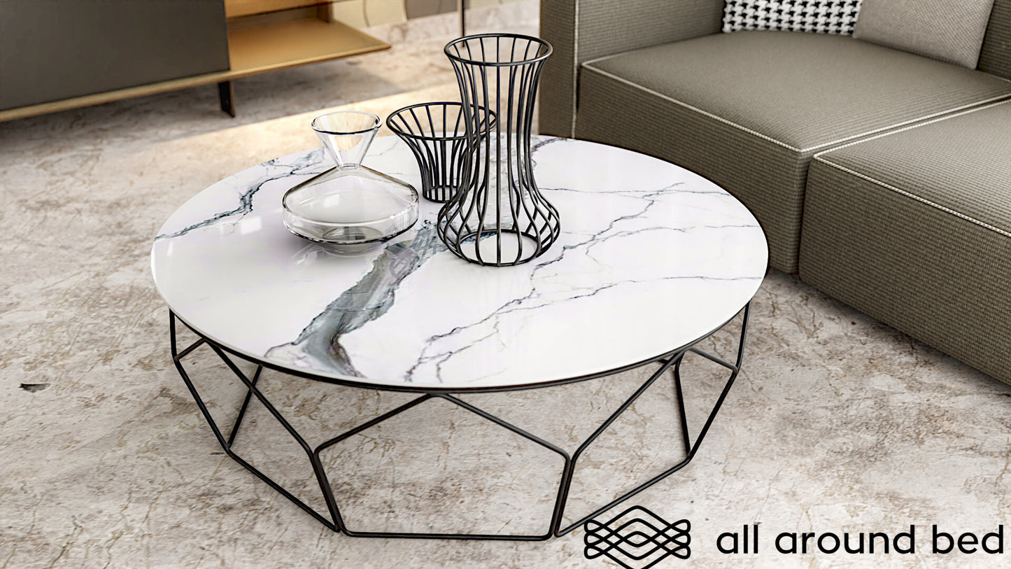 ALL-AROUND-BED-PRISMA TABLE IN COLOR CERAMIC SURFACE